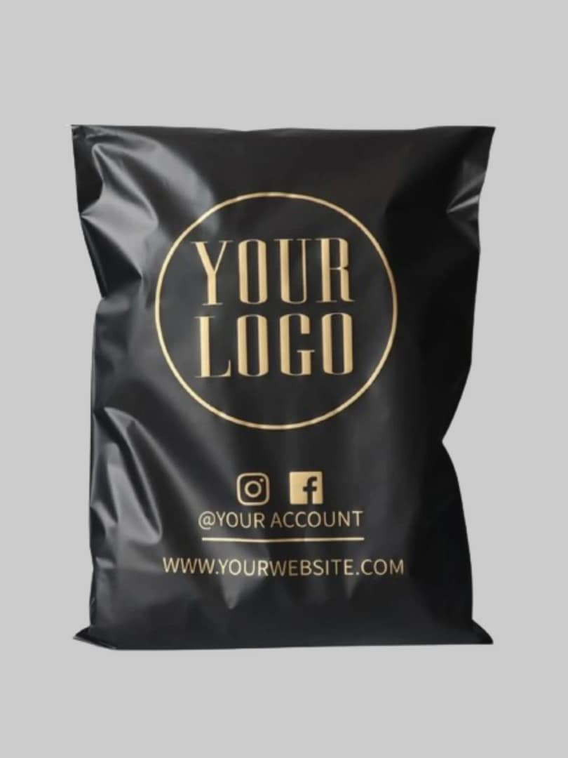 Black Custom Poly Courier Bags (Single Color Printing)