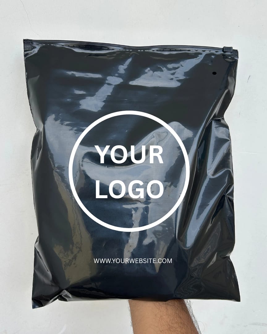 Custom Printed Black Slider Zipper Bags | Premium Reusable Packaging with Logo