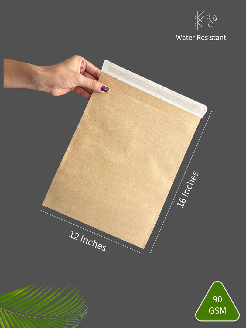 Brown Kraft Paper Courier Bags - 12X16 Inches (PB 3)